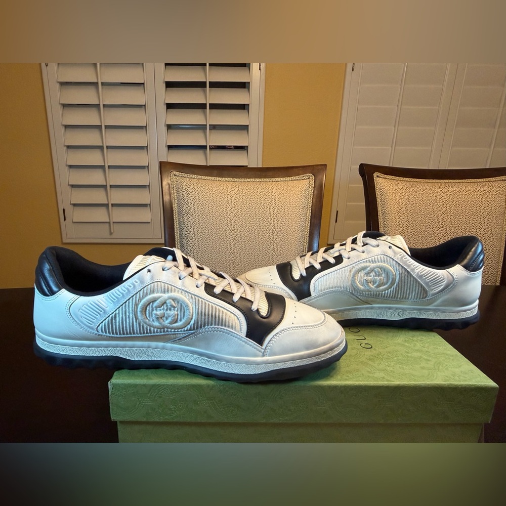New Authentic Gucci Mac80 GG Logo Sneaker Shoes White Black Size UK 12 /US 12.5 - Picture 11 of 16